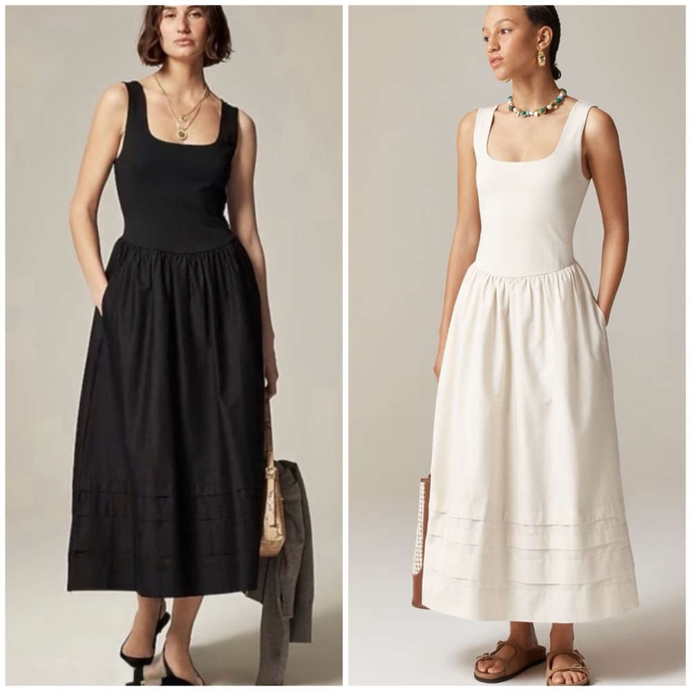 J.Crew BLACK drop waist mixy dress- Small Tall